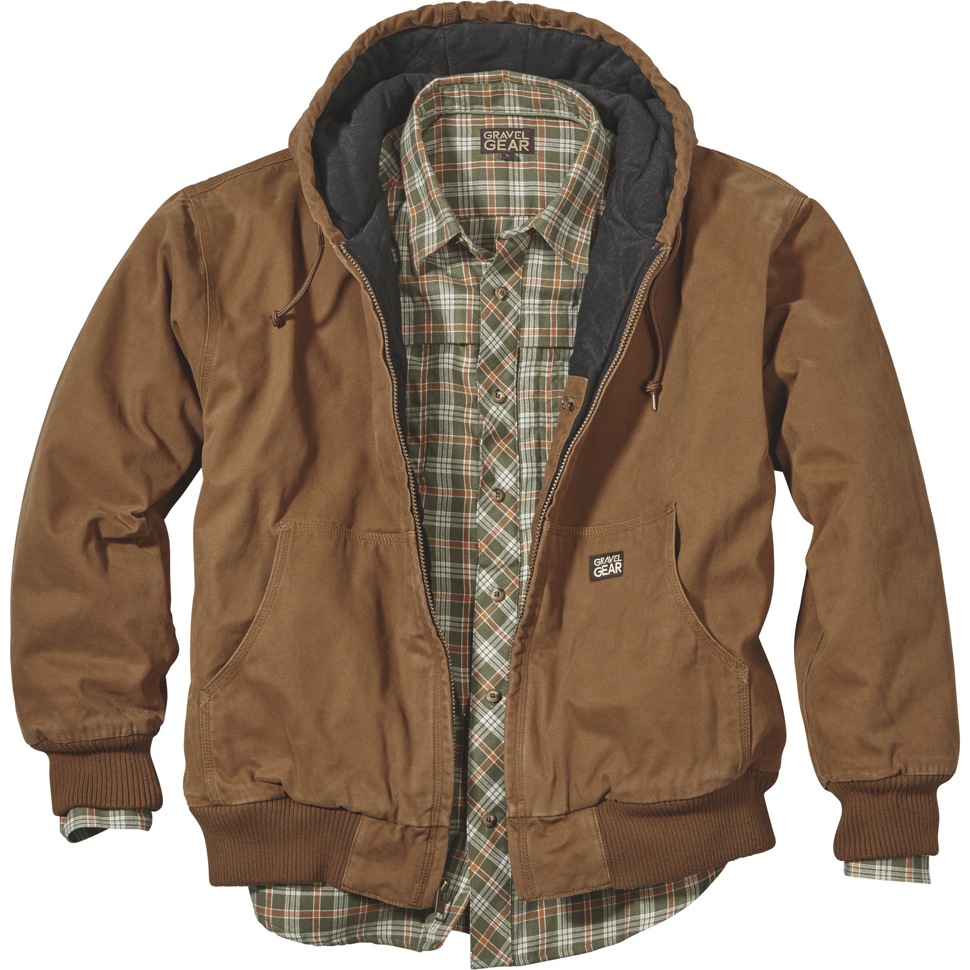 Gravel Gear Men's Hooded Tundra Jacket, Brown, Large